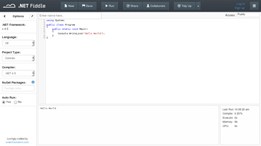 is dotnetfiddle Up or Down